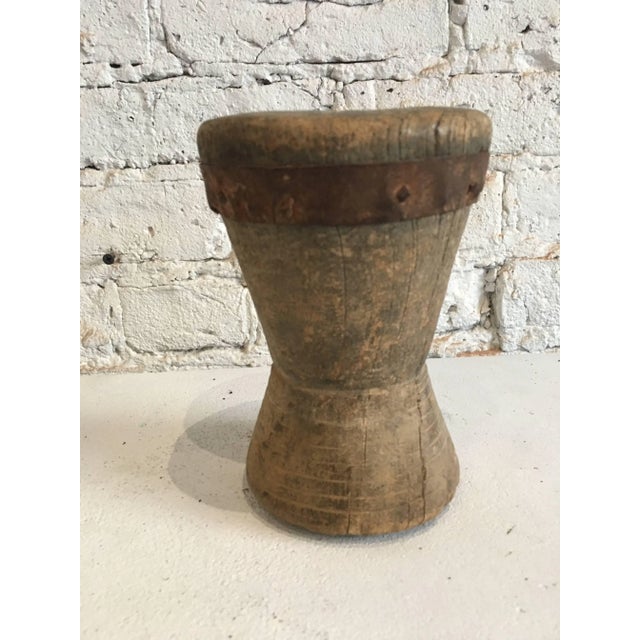 19th Century Small Wooden/Metal Mortar From Yemen/Saudi Border For Sale - Image 4 of 10