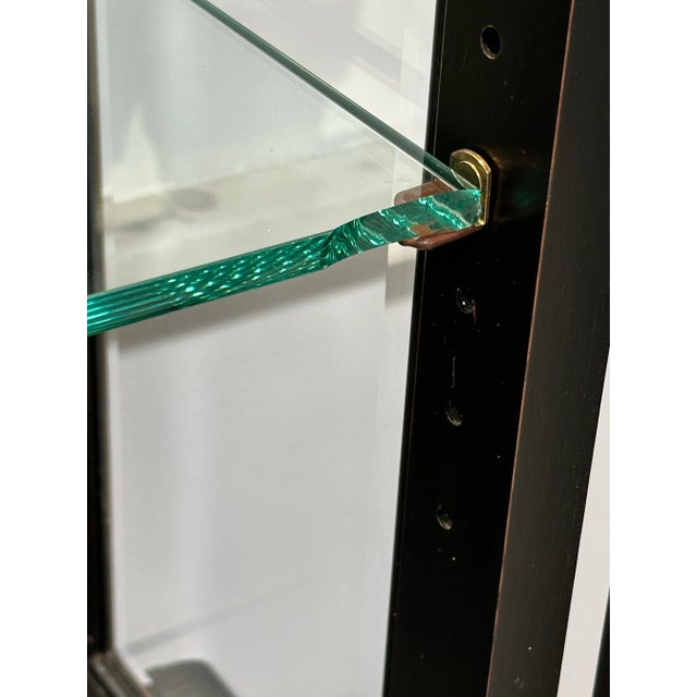 Karges Black & Gilt Lacquered Breakfront Display Cabinet | Neoclassical China Cabinet | Illuminated 90” For Sale - Image 10 of 12