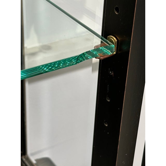 Karges Black & Gilt Lacquered Breakfront Display Cabinet | Neoclassical Regency China Cabinet | 90” H For Sale - Image 10 of 12