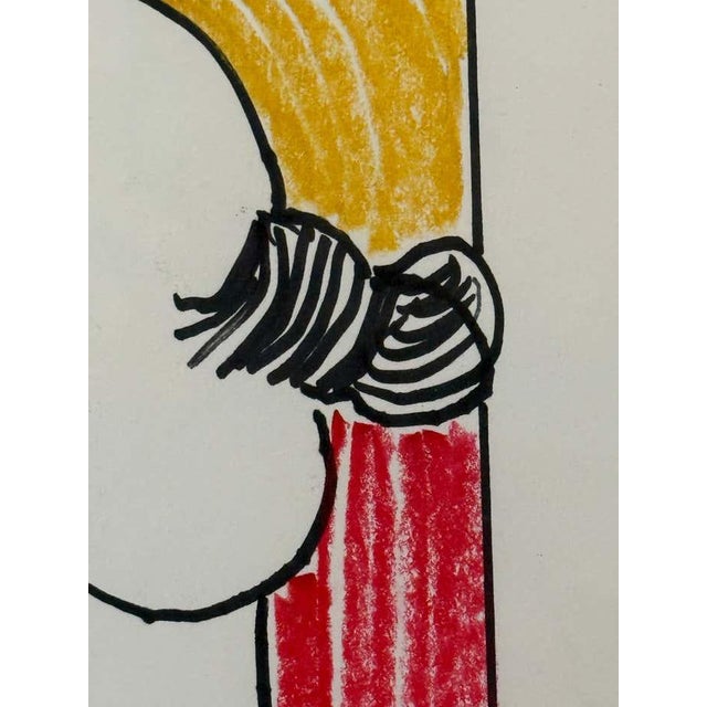 1990s Pastel and Ink Portrait of a Woman Looking Away .By Bw. Tishel For Sale - Image 5 of 7