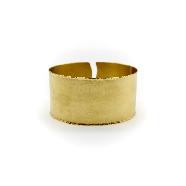 Marika Desert Gold 14k Gold Cuff Bracelet With Diamond Wave For Sale - Image 4 of 12