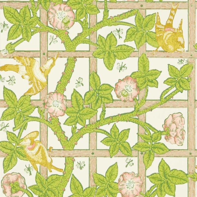 Morris & Co Trellis Wallpaper in Summer Yellow For Sale