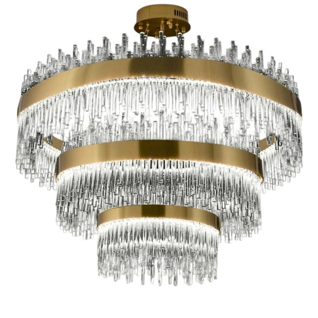 Collection Spiga Chandelier in Metal and Glass by Jago For Sale