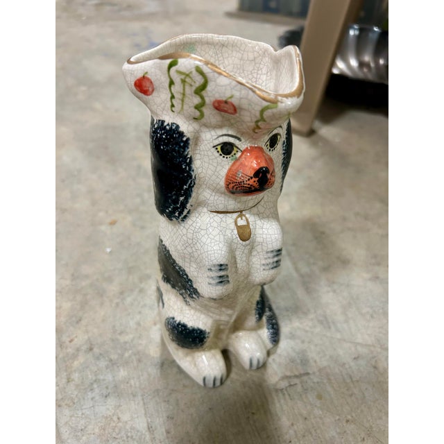 Black Late 19th Century Staffordshire Spaniel Dog Pitcher in Black & White For Sale - Image 8 of 8