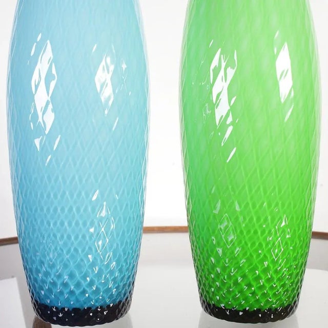 Green and Blue Art Glass Vases from Egermann, 1980s, Set of 2 For Sale - Image 4 of 12