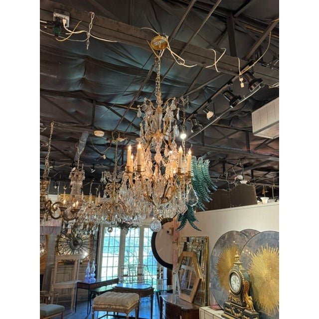 19th C. French Baccarat Manner Bronze and Crystal Chandelier For Sale - Image 4 of 8