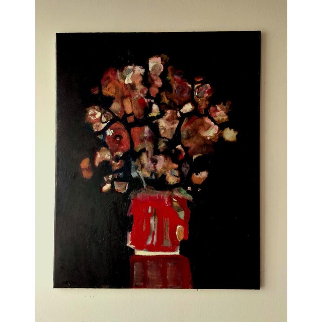 Dark Bouquet Is Contemporary Abstract Expressionist Oil Painting by Lynn Christian 2026 depicting an abstract still life,...