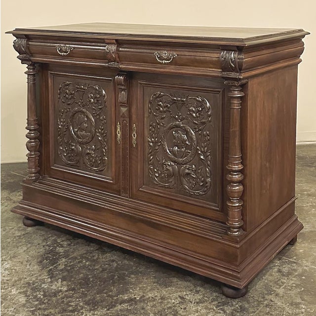 19th Century French Walnut Henri II Buffet For Sale - Image 4 of 12