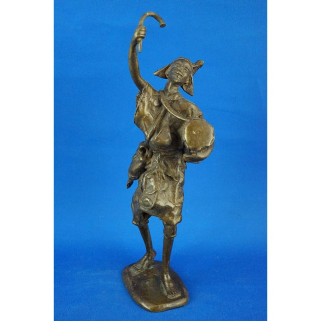 19th Century African Bronze Sculpture of Musicians, Benin, Set of 2 For Sale - Image 6 of 18