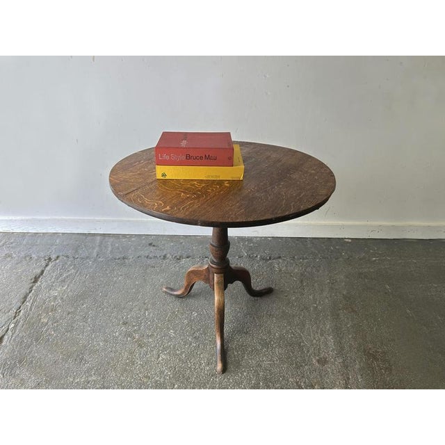 19th Century Oak Tilt-Top Occasional Table with Tripod Base For Sale - Image 4 of 8