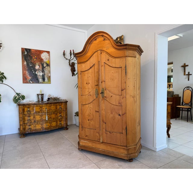 Authentic Baroque Farmhouse Cabinet, Natural Wood. Dimensions: Height x Width x Depth 200 x 118 x 55 cm. For sale is an...