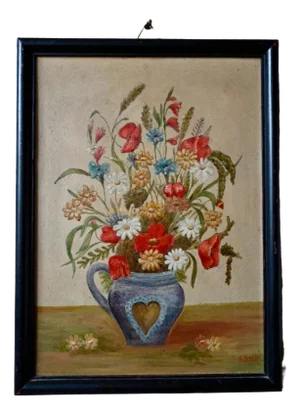 Beck, Flower Bouquet, 1940, Painting on Panel, Framed