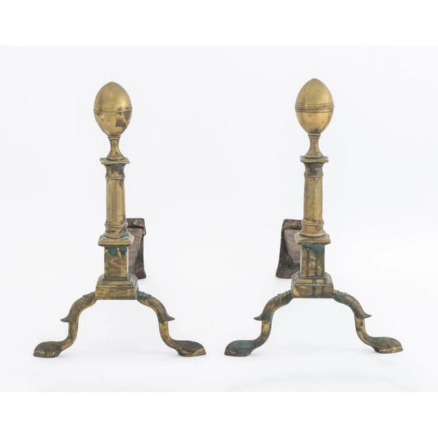 American American Empire Brass Andirons, 19 C For Sale - Image 3 of 6