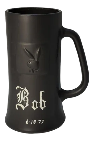 Vintage Playboy Black Painted Glass Tankard