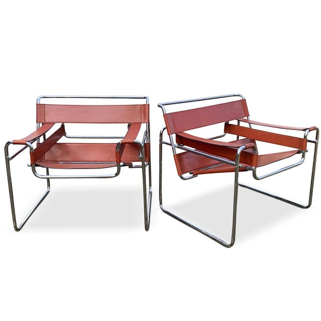 Silver Wassily B3 Armchair in Chrome and Tan Leather from Marcel Breuer For Sale - Image 8 of 12