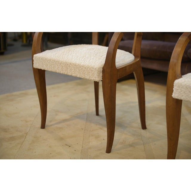Bridge Chairs in Walnut and Ecru Boucle Fabric, 1930s, Set of 2 For Sale - Image 11 of 13