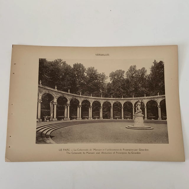 1920 Antique Paris Versailles Colonade Mansart Photogravure Print 1920 The Colonade by Mansart and Abduction of Proserpine...