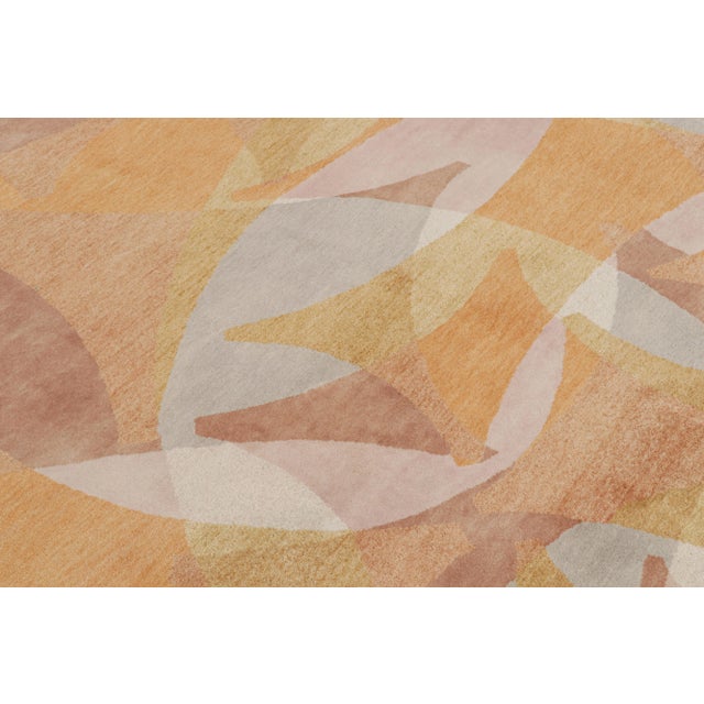 Rug & Kilim Rug & Kilim’s Mid-Century Modern Style Rug in Amber-Gold With Geometric Pattern For Sale - Image 4 of 7