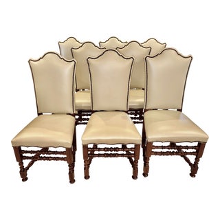 Italian Made Leather Dining Chairs - Set of 8 For Sale