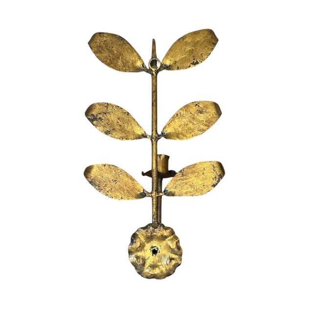 Vintage Gilt Tole Espalier / Espaliered Tree / Leaf Sconce / Candle Holder, Manner of Hans Kogl For Sale In Dallas - Image 6 of 6