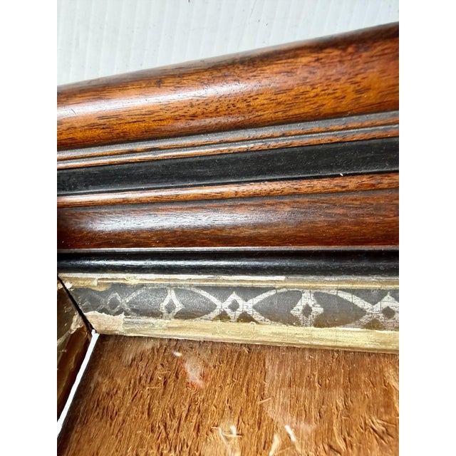 Brown Antique Deep Dark Wood Picture Frame With Gold Detail, Wood Back 12x14” For Sale - Image 8 of 13