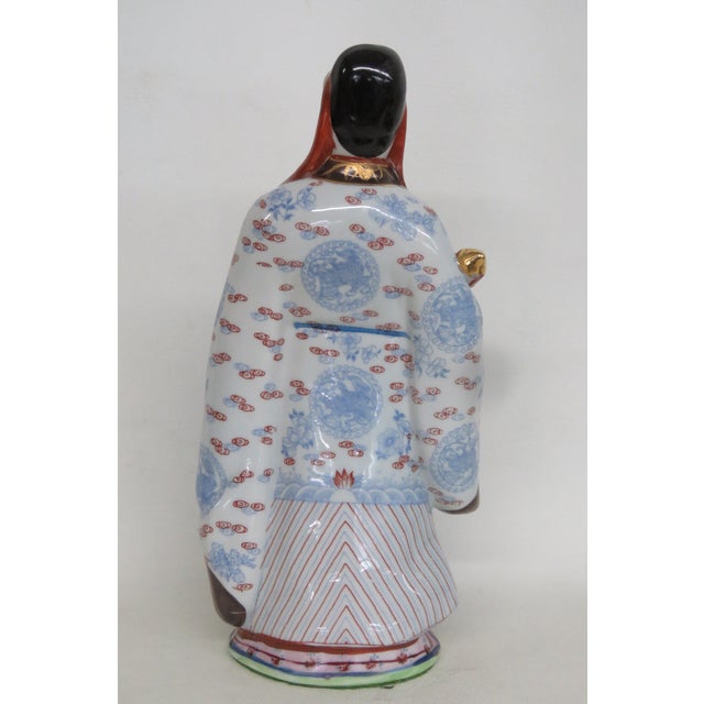 Hand Painted Chinese Porcelain Sanxing Figurine Fu Xing Holding Scroll 5048b For Sale - Image 4 of 13