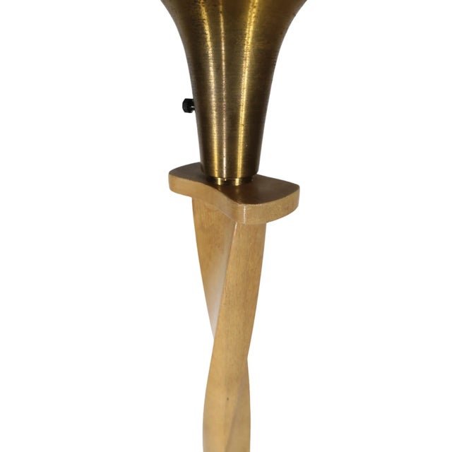 Mid Century Art Deco Hollywood Regency Cerused Oak Torchiere After James Mont C 1940/1950's For Sale - Image 9 of 10