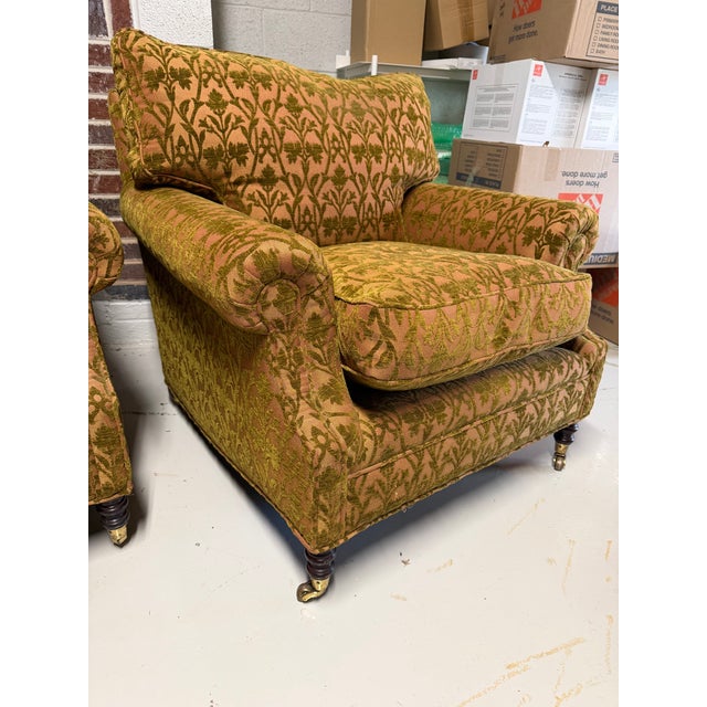 English Pair of Scroll Arm Attributed to George Smith chairs For Sale - Image 3 of 11