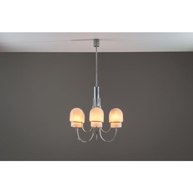 Vintage Chandelier with Six Misty Glass Shades by Gaetano Sciolari, 1960s For Sale - Image 6 of 18