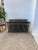 Mid-Century Modern Brass Toned and Black Enamel Metal Magazine Rack With Atomic Geometric Mesh Design. For Sale - Image 4 of 7