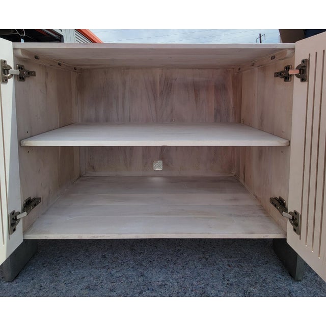 2020s Cb2 Costela 74" White Wash Acacia Wood Credenza For Sale - Image 5 of 11