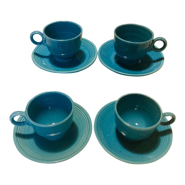 Vintage Fiesta Cup and Saucer Set- 8 Pieces For Sale