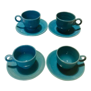 Vintage Fiesta Cup and Saucer Set- 8 Pieces
