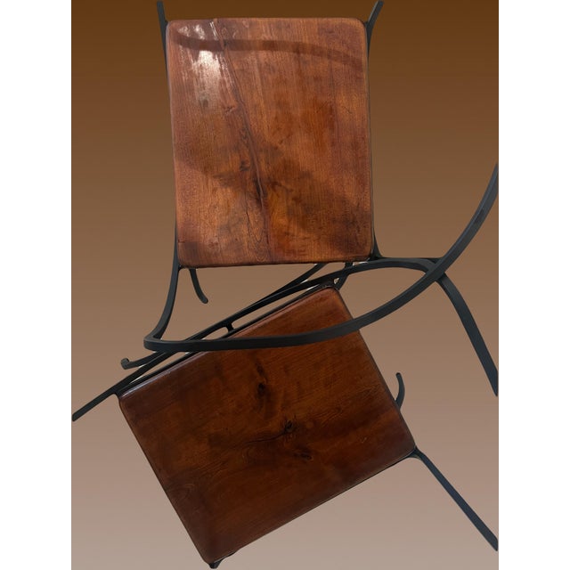 Mid Century Modern Style Minimalist Black Wrought Iron Occasional Chairs, a Pair For Sale - Image 12 of 14