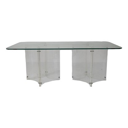 Glass and Acrylic Glass Dining Table by Roberto Monsani For Sale