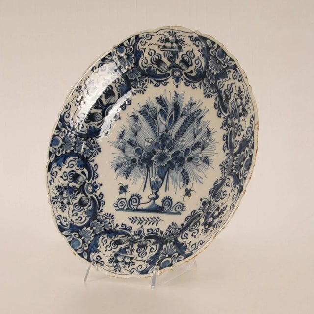 Ceramic 18th Century Delft Dish Porcelain Ax Dutch Delftware Blue and White Dutch Earthenware Collectors Plate For Sale - Image 7 of 13