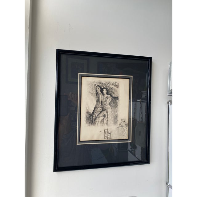 Framed Vintage 1940's Drypoint Etching in the Style of Paul Emile Becat For Sale - Image 4 of 7