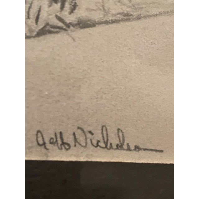 Mid 20th Century Mid 20th Century Jeff Nicholson Pencil Drawing of a Fence With a "No Trespassing" Sign and Trash Can For Sale - Image 5 of 12