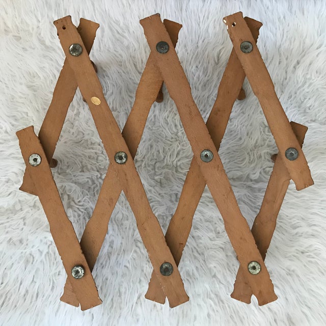 Mid 20th Century Bulgarian Faux Bamboo Accordion Wall Hook Rack