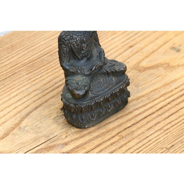 Antique East Asian Patinated Miniature Buddha For Sale - Image 4 of 9