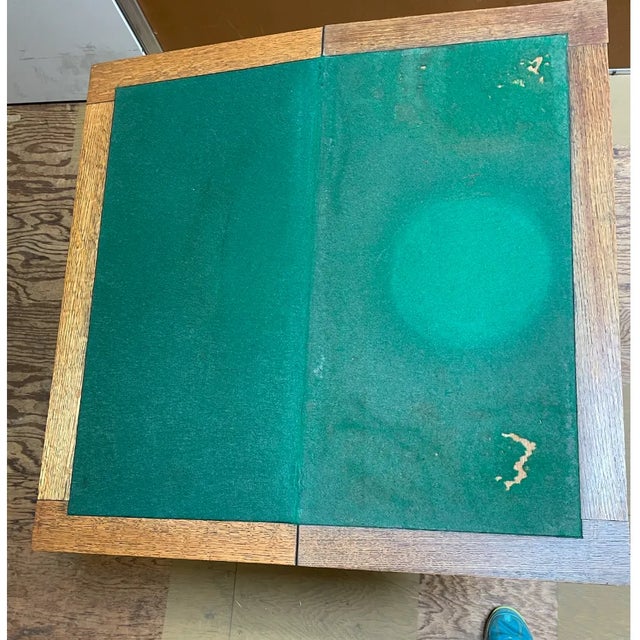 English Early 19th Century Antique Oak Card Table With Felt Covered Flip Top For Sale - Image 3 of 4