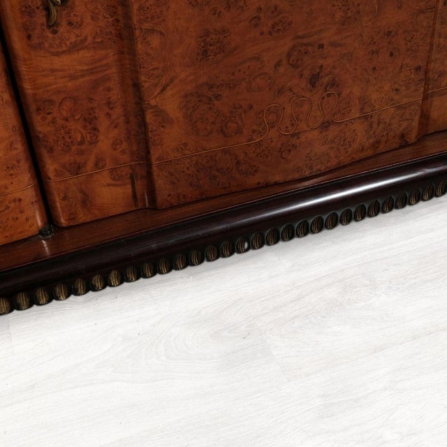 Vintage Wooden Sideboard with Decorated Glass Top and Bar Compartment For Sale - Image 14 of 18