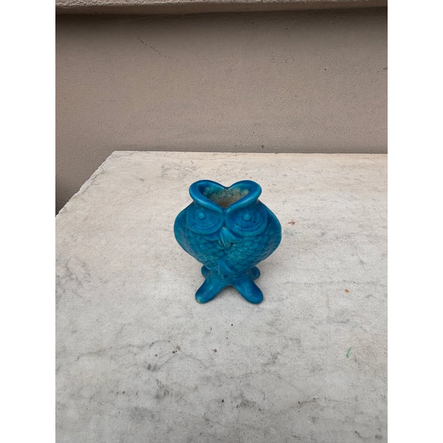 Small French Art Deco Turquoise Fish Vase Lachenal For Sale - Image 4 of 5