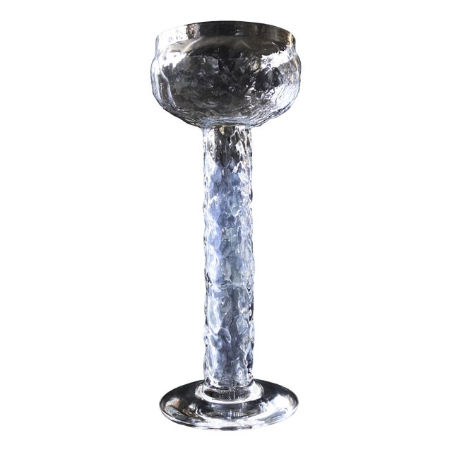 Vintage Swedish Handblown Ice Glass Bud Vase from Lindshammar, Sweden For Sale