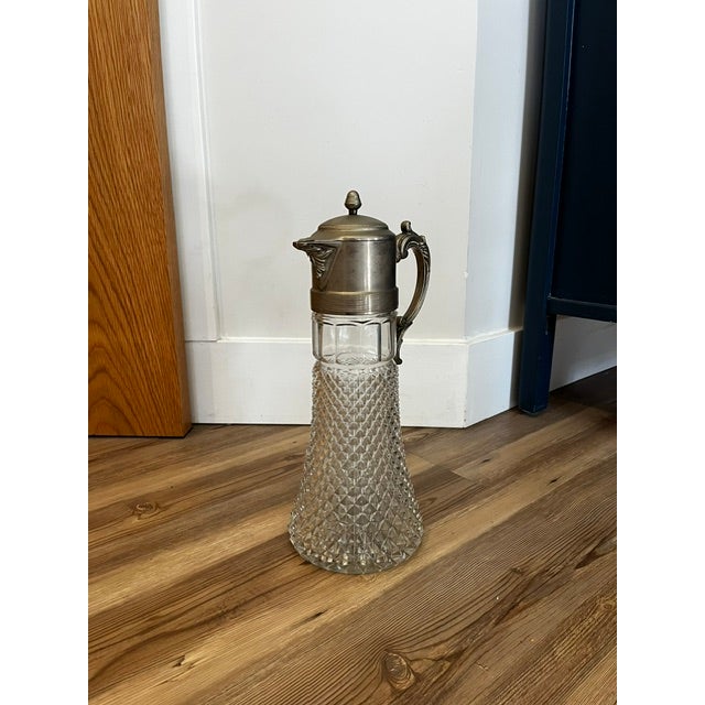 Vintage Cut Crystal and Silver Plated Claret Jug For Sale - Image 14 of 16