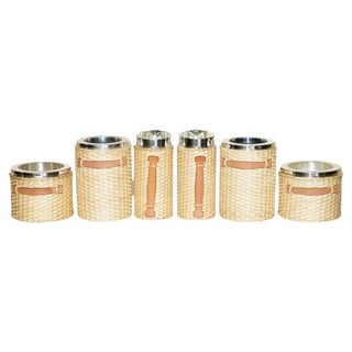 Lady De Rothschild's Wicker & Chrome Farming Picnic Set from Hermes Paris, Set of 6 For Sale