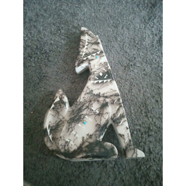 Gorgeous Artist Signed Navajo Horse Hair Raku Coyote Figurine For Sale In Dallas - Image 6 of 6