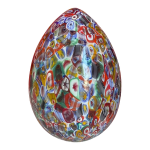 Small Murano-Style Glass Egg Lamp With Multicolored Floral Decoration