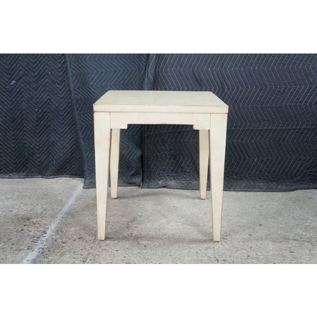 Late 20th Century Hollywood Regency Style Cream Painted Square Bunching Table 22" For Sale - Image 12 of 17