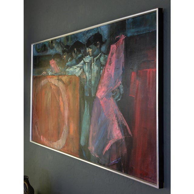 Wood George Michaud Oil Painting of Bullfighter Matadors 1964 For Sale - Image 7 of 11